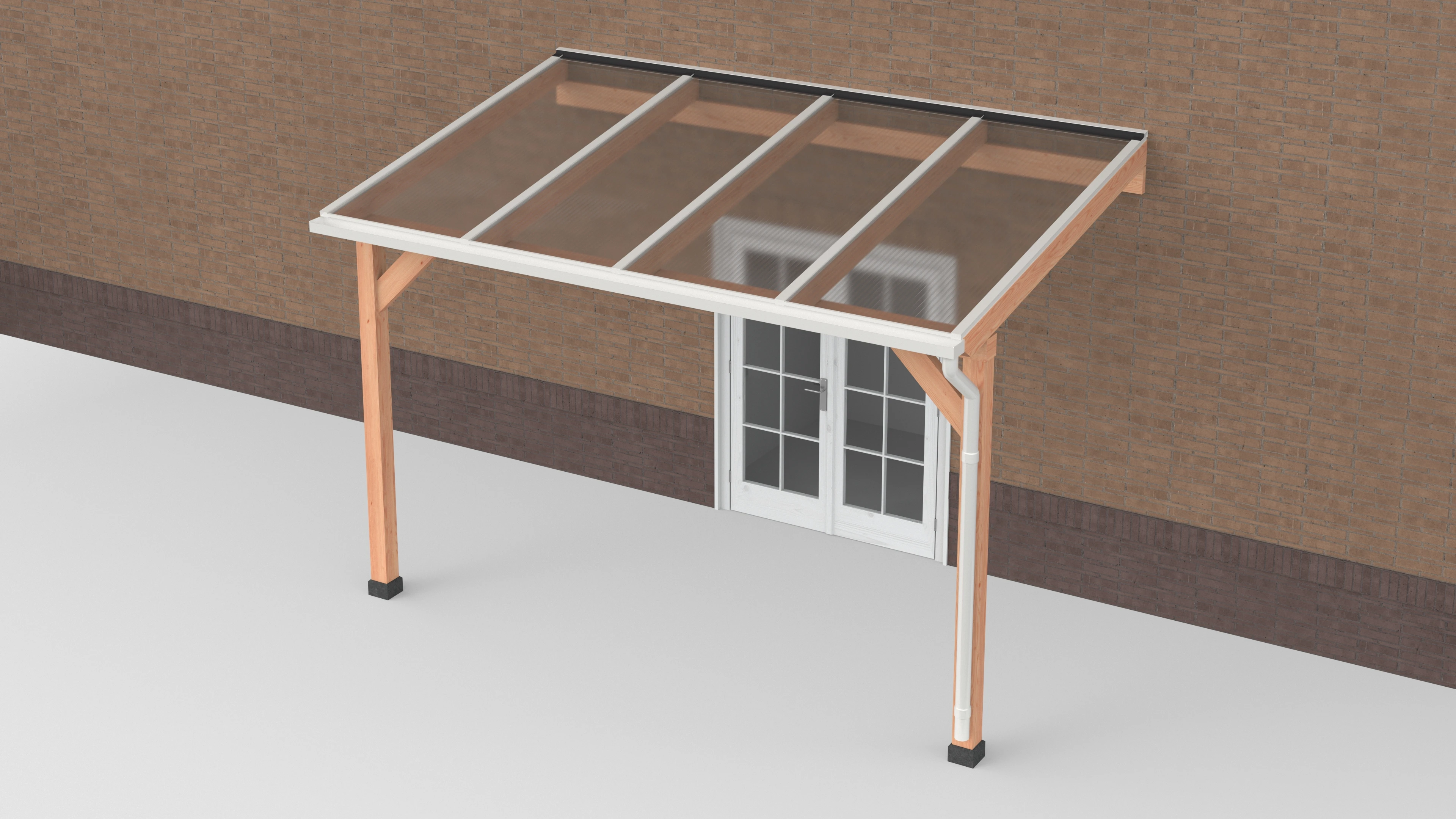 Douglas Terrasoverkapping Wit Polycarbonaat Helder Geschaafd - 400 x 250 cm - Afbeelding 1